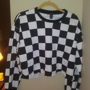 Checkered forever 21 long sleeve crop top